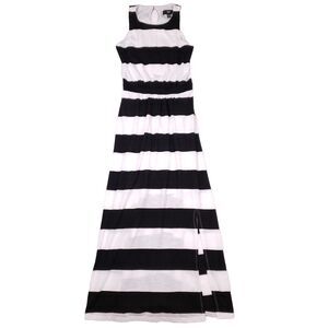 Mossimo Striped Maxi Dress Black White Sleeveless‎ Womens XS Preppy Coastal